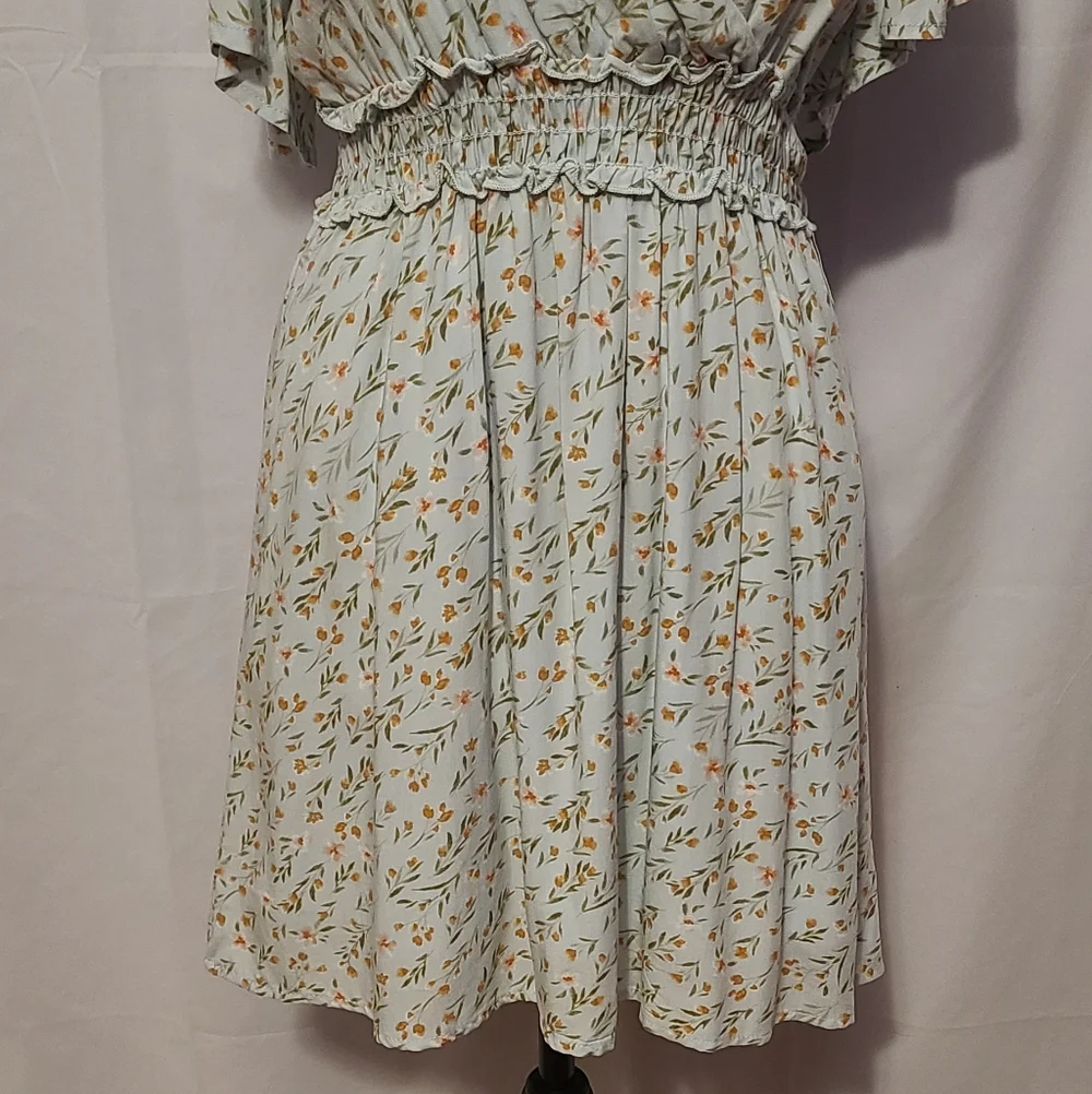 Altar'd State Light Sage Floral Smocked-Waist Dress - Picture 3 of 10